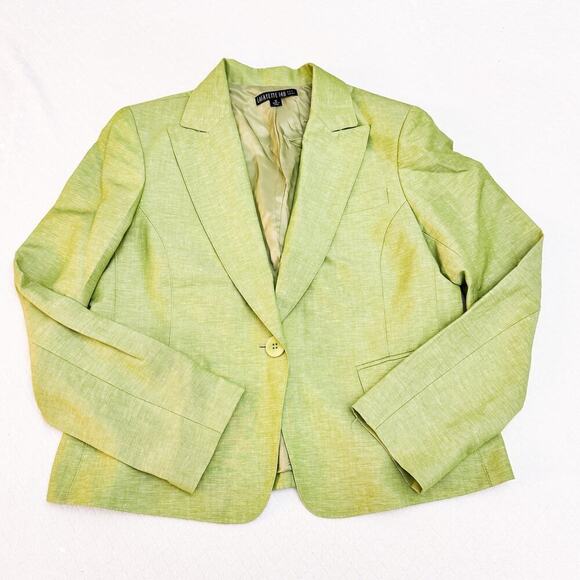 Lafayette 148 Linen Wool Blazer Green Size 12 - Picture 1 of 6